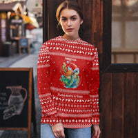 Tonga Christmas Ugly Christmas Sweater with Sea Turtle Coral Reef Design Snowflake Pattern and National Emblem TS04 - Polynesian Pride