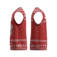 Tonga Christmas Knitted V-Neck Vest with Sea Turtle Coral Reef Design Snowflake Pattern and National Emblem - Polynesian Pride