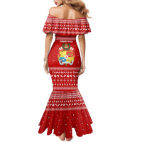 Tonga Christmas Mermaid Dress with Sea Turtle Coral Reef Design Snowflake Pattern and National Emblem TS04 - Polynesian Pride