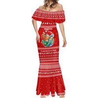 Tonga Christmas Mermaid Dress with Sea Turtle Coral Reef Design Snowflake Pattern and National Emblem TS04 - Polynesian Pride