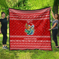 Tonga Christmas Quilt with Sea Turtle Coral Reef Design Snowflake Pattern and National Emblem TS04 - Polynesian Pride