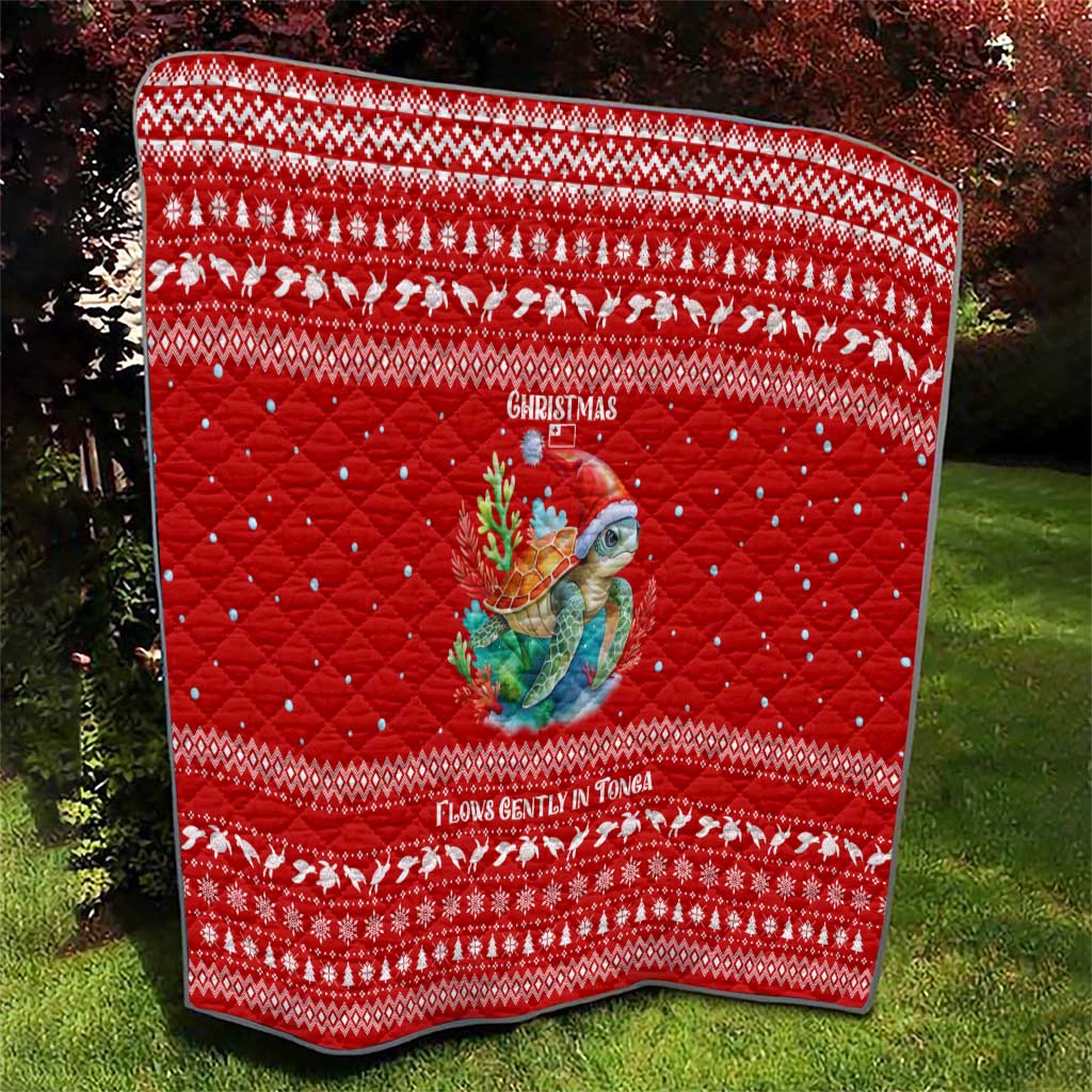 Tonga Christmas Quilt with Sea Turtle Coral Reef Design Snowflake Pattern and National Emblem TS04 - Polynesian Pride