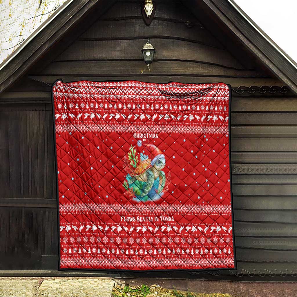 Tonga Christmas Quilt with Sea Turtle Coral Reef Design Snowflake Pattern and National Emblem TS04 - Polynesian Pride