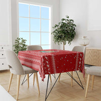 Tonga Christmas Tablecloth with Sea Turtle Coral Reef Design Snowflake Pattern and National Emblem - Polynesian Pride