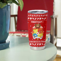 Tonga Christmas Tumbler Cup with Sea Turtle Coral Reef Design Snowflake Pattern and National Emblem TS04 - Polynesian Pride