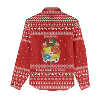 Tonga Christmas Women Casual Shirt with Sea Turtle Coral Reef Design Snowflake Pattern and National Emblem - Polynesian Pride