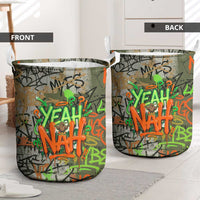 Yeah Nah Graffiti Skull New Zealand Slang Laundry Basket Kiwi Grunge Brick Wall and Bold Urban Street Art TS04 - Polynesian Pride