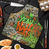 Yeah Nah Graffiti Skull New Zealand Slang Apron Kiwi Grunge Brick Wall and Bold Urban Street Art TS04 Multicolor - Polynesian Pride