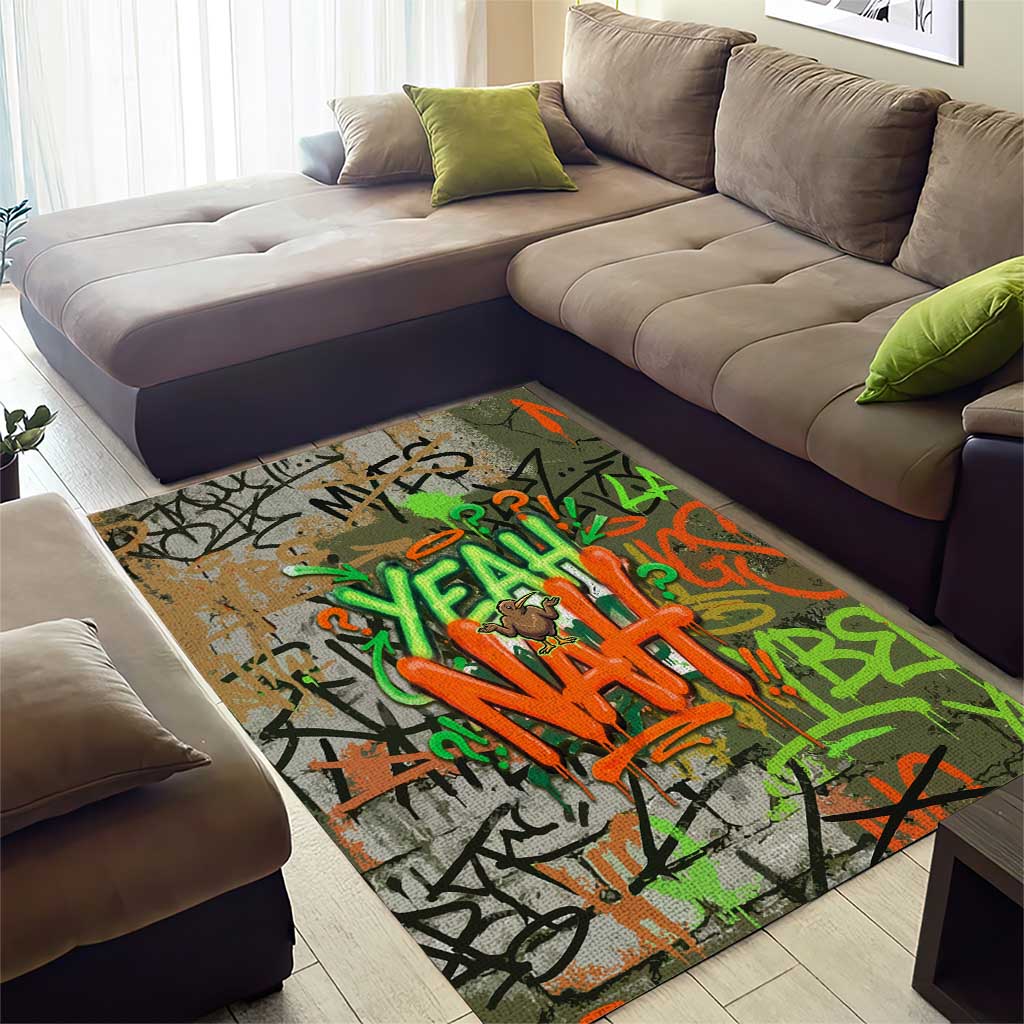 Yeah Nah Graffiti Skull New Zealand Slang Area Rug Kiwi Grunge Brick Wall and Bold Urban Street Art TS04 - Polynesian Pride