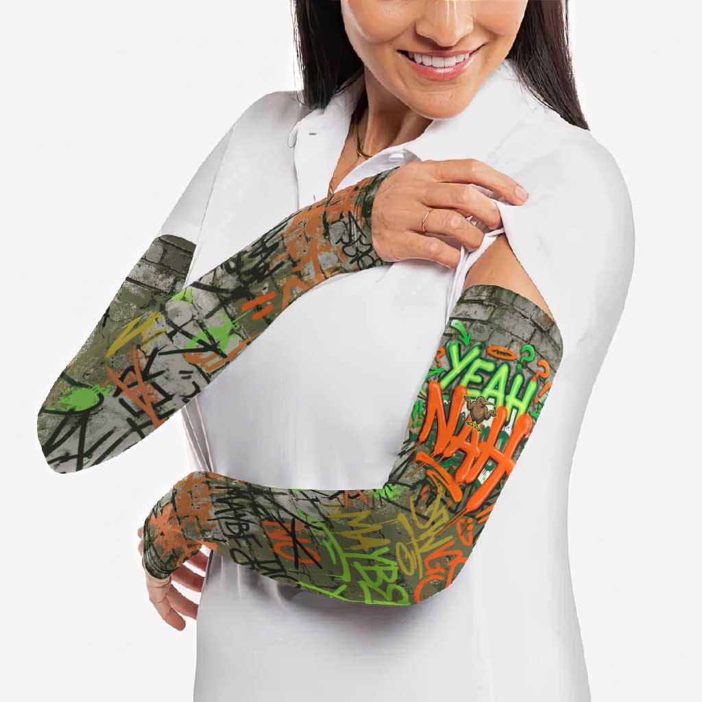 Yeah Nah Graffiti Skull New Zealand Slang Arm Sleeves Kiwi Grunge Brick Wall and Bold Urban Street Art TS04 - Polynesian Pride