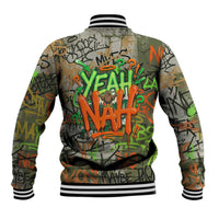 Yeah Nah Graffiti Skull New Zealand Slang Baseball Jacket Kiwi Grunge Brick Wall and Bold Urban Street Art TS04 - Polynesian Pride
