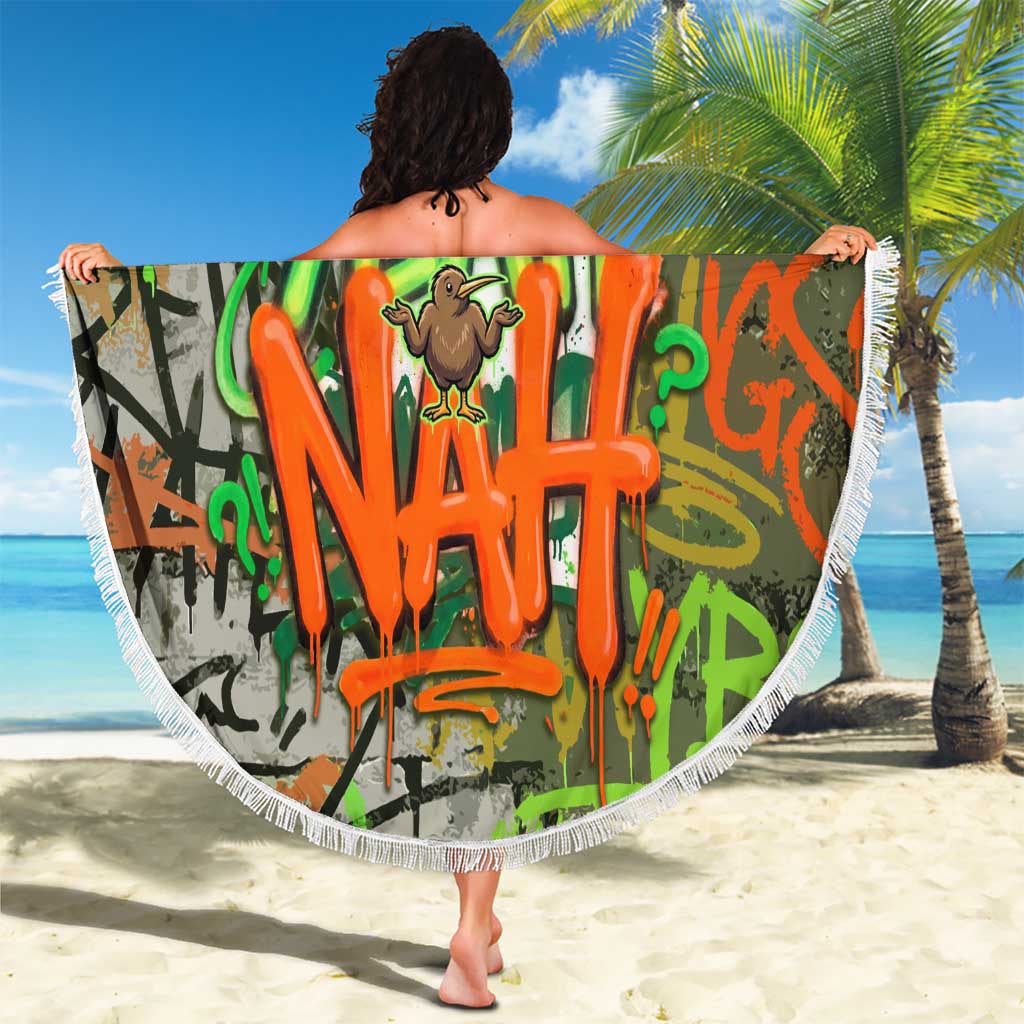 Yeah Nah Graffiti Skull New Zealand Slang Beach Blanket Kiwi Grunge Brick Wall and Bold Urban Street Art TS04 - Polynesian Pride