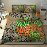 Yeah Nah Graffiti Skull New Zealand Slang Bedding Set Kiwi Grunge Brick Wall and Bold Urban Street Art TS04 - Polynesian Pride