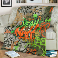 Yeah Nah Graffiti Skull New Zealand Slang Blanket Kiwi Grunge Brick Wall and Bold Urban Street Art TS04 - Polynesian Pride