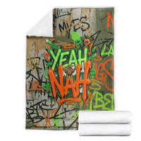 Yeah Nah Graffiti Skull New Zealand Slang Blanket Kiwi Grunge Brick Wall and Bold Urban Street Art TS04 - Polynesian Pride
