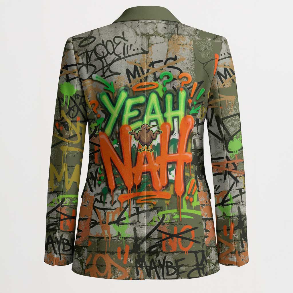 Yeah Nah Graffiti Skull New Zealand Slang Blazer Kiwi Grunge Brick Wall and Bold Urban Street Art TS04 - Polynesian Pride