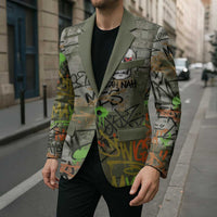 Yeah Nah Graffiti Skull New Zealand Slang Blazer Kiwi Grunge Brick Wall and Bold Urban Street Art TS04 - Polynesian Pride