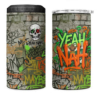 Yeah Nah Graffiti Skull New Zealand Slang 4 in 1 Can Cooler Tumbler Kiwi Grunge Brick Wall and Bold Urban Street Art TS04 One Size: 16 oz Multicolor - Polynesian Pride