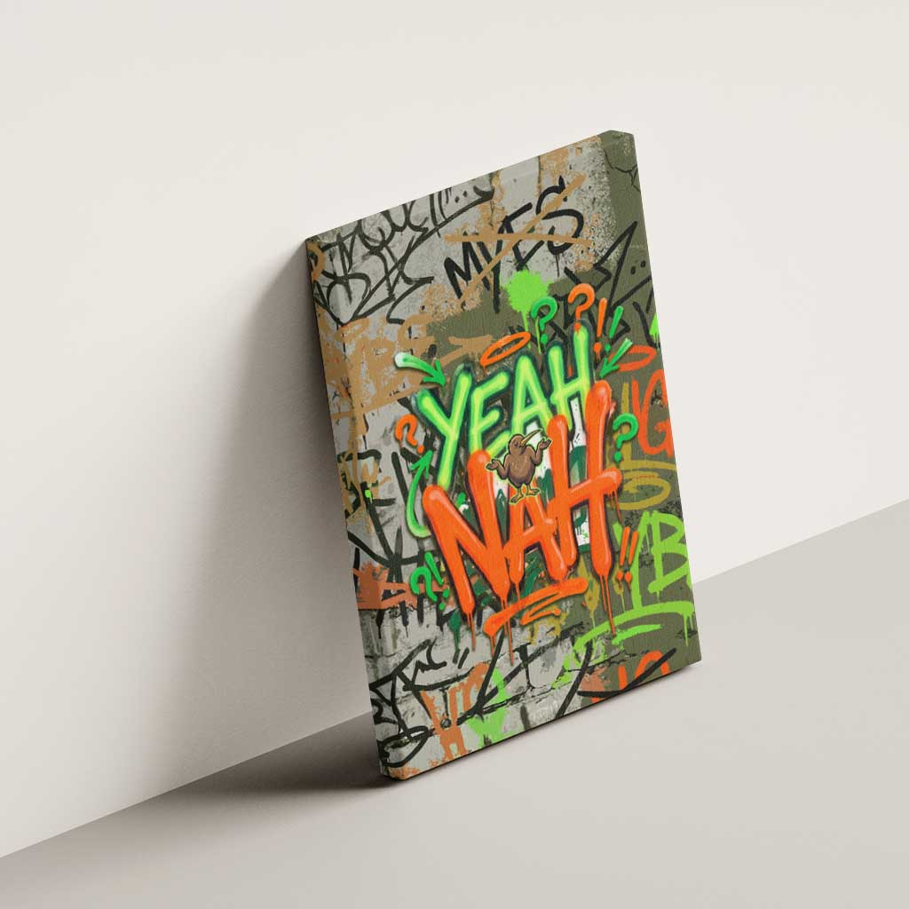 Yeah Nah Graffiti Skull New Zealand Slang Canvas Wall Art Kiwi Grunge Brick Wall and Bold Urban Street Art TS04 - Polynesian Pride