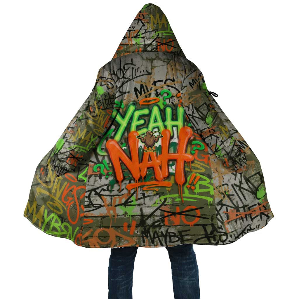 Yeah Nah Graffiti Skull New Zealand Slang Cloak Kiwi Grunge Brick Wall and Bold Urban Street Art TS04 Unisex Multicolor - Polynesian Pride
