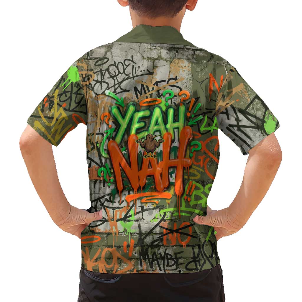 Yeah Nah Graffiti Skull New Zealand Slang Family Matching Summer Maxi Dress and Hawaiian Shirt Kiwi Grunge Brick Wall and Bold Urban Street Art TS04 - Polynesian Pride