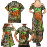 Yeah Nah Graffiti Skull New Zealand Slang Family Matching Summer Maxi Dress and Hawaiian Shirt Kiwi Grunge Brick Wall and Bold Urban Street Art TS04 - Polynesian Pride