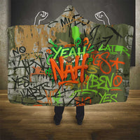 Yeah Nah Graffiti Skull New Zealand Slang Hooded Blanket Kiwi Grunge Brick Wall and Bold Urban Street Art TS04 - Polynesian Pride