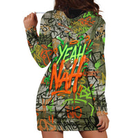 Yeah Nah Graffiti Skull New Zealand Slang Hoodie Dress Kiwi Grunge Brick Wall and Bold Urban Street Art TS04 - Polynesian Pride