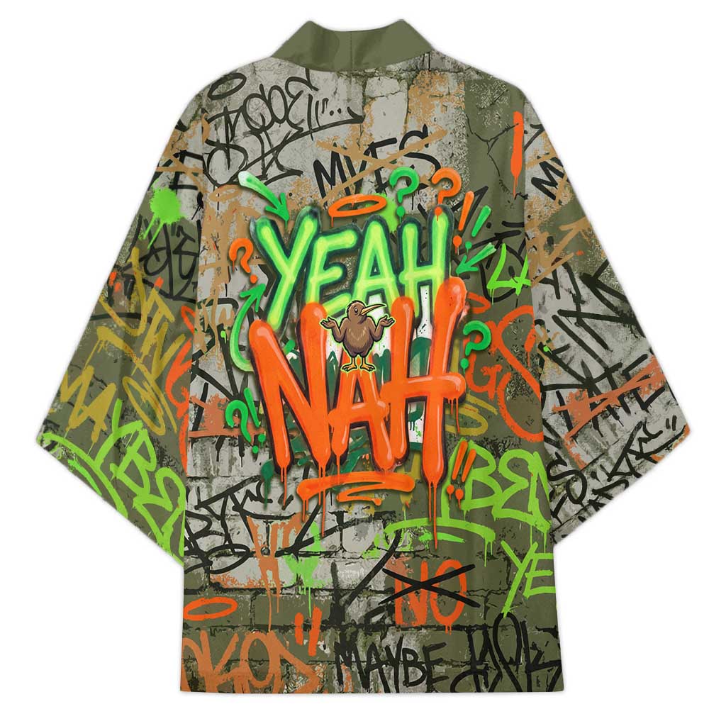 Yeah Nah Graffiti Skull New Zealand Slang Kimono Kiwi Grunge Brick Wall and Bold Urban Street Art TS04 - Polynesian Pride
