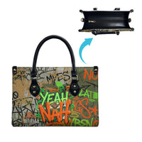 Yeah Nah Graffiti Skull New Zealand Slang Leather Bag Kiwi Grunge Brick Wall and Bold Urban Street Art TS04 - Polynesian Pride