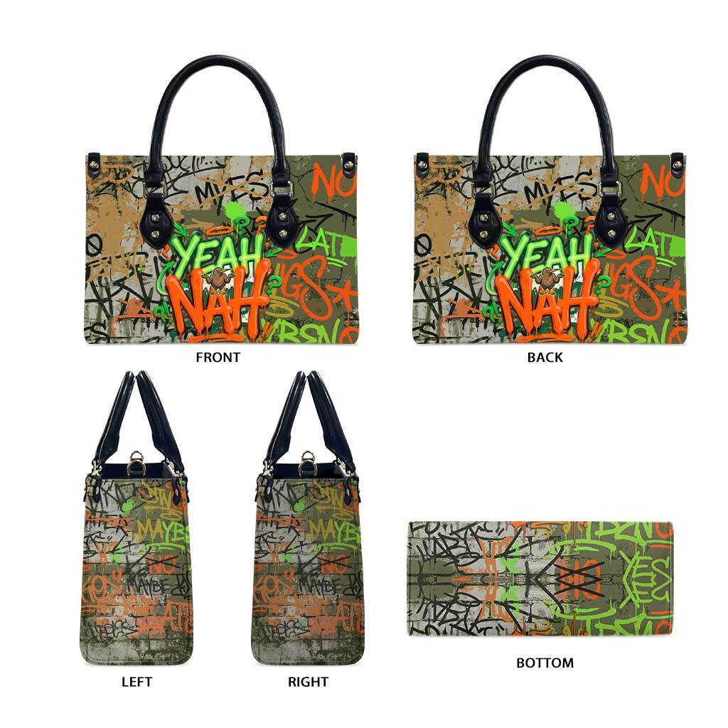 Yeah Nah Graffiti Skull New Zealand Slang Leather Bag Kiwi Grunge Brick Wall and Bold Urban Street Art TS04 - Polynesian Pride