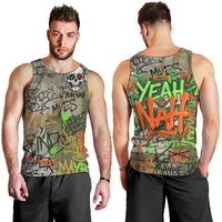 Yeah Nah Graffiti Skull New Zealand Slang Men Tank Top Kiwi Grunge Brick Wall and Bold Urban Street Art TS04 - Polynesian Pride