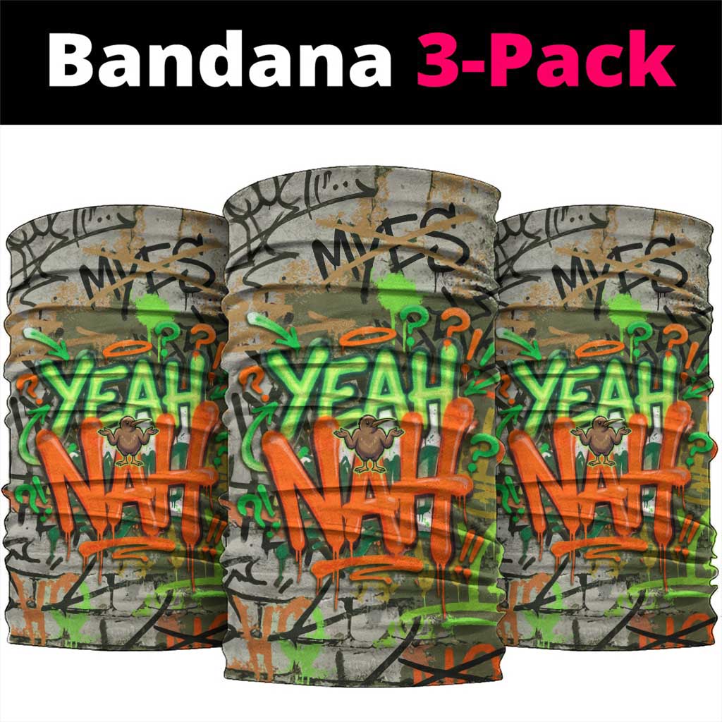 Yeah Nah Graffiti Skull New Zealand Slang Neck Gaiter Kiwi Grunge Brick Wall and Bold Urban Street Art