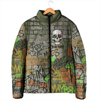 Yeah Nah Graffiti Skull New Zealand Slang Padded Jacket Kiwi Grunge Brick Wall and Bold Urban Street Art TS04 - Polynesian Pride