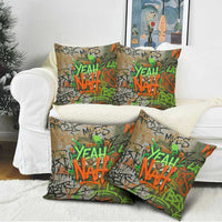Yeah Nah Graffiti Skull New Zealand Slang Pillow Cover Kiwi Grunge Brick Wall and Bold Urban Street Art TS04 - Polynesian Pride