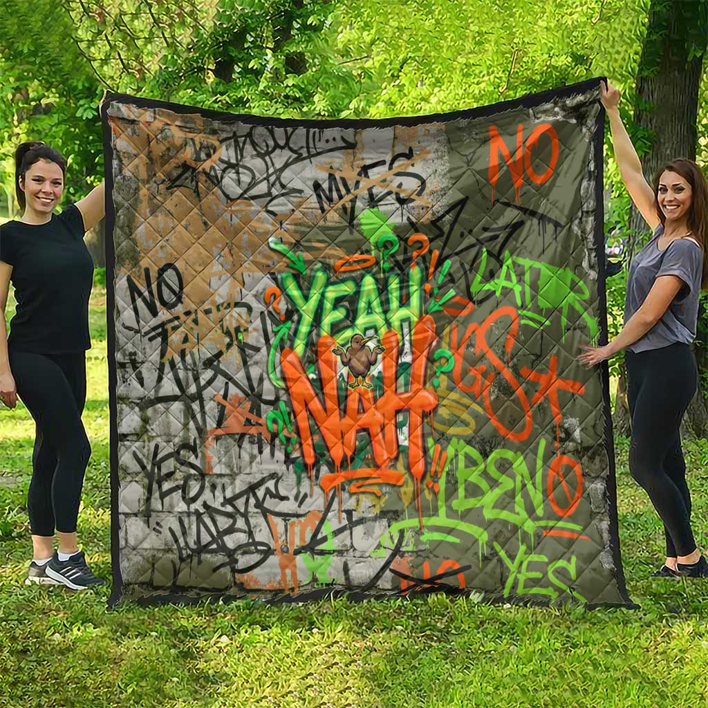 Yeah Nah Graffiti Skull New Zealand Slang Quilt Kiwi Grunge Brick Wall and Bold Urban Street Art TS04 - Polynesian Pride