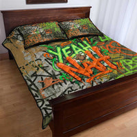 Yeah Nah Graffiti Skull New Zealand Slang Quilt Bed Set Kiwi Grunge Brick Wall and Bold Urban Street Art TS04 - Polynesian Pride