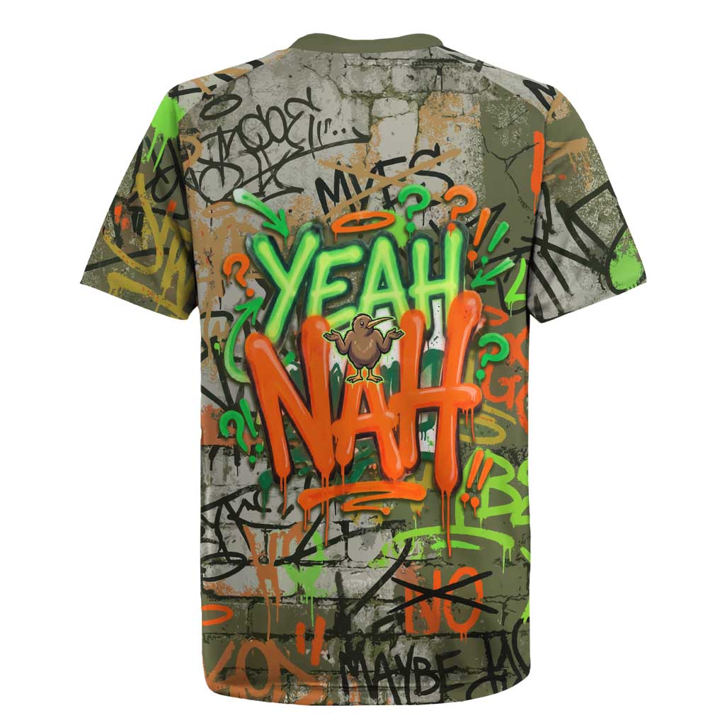 Yeah Nah Graffiti Skull New Zealand Slang Rugby Jersey Kiwi Grunge Brick Wall and Bold Urban Street Art TS04 - Polynesian Pride