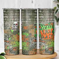Yeah Nah Graffiti Skull New Zealand Slang Skinny Tumbler Kiwi Grunge Brick Wall and Bold Urban Street Art TS04 - Polynesian Pride