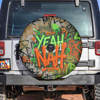 Yeah Nah Graffiti Skull New Zealand Slang Spare Tire Cover Kiwi Grunge Brick Wall and Bold Urban Street Art TS04 Multicolor - Polynesian Pride