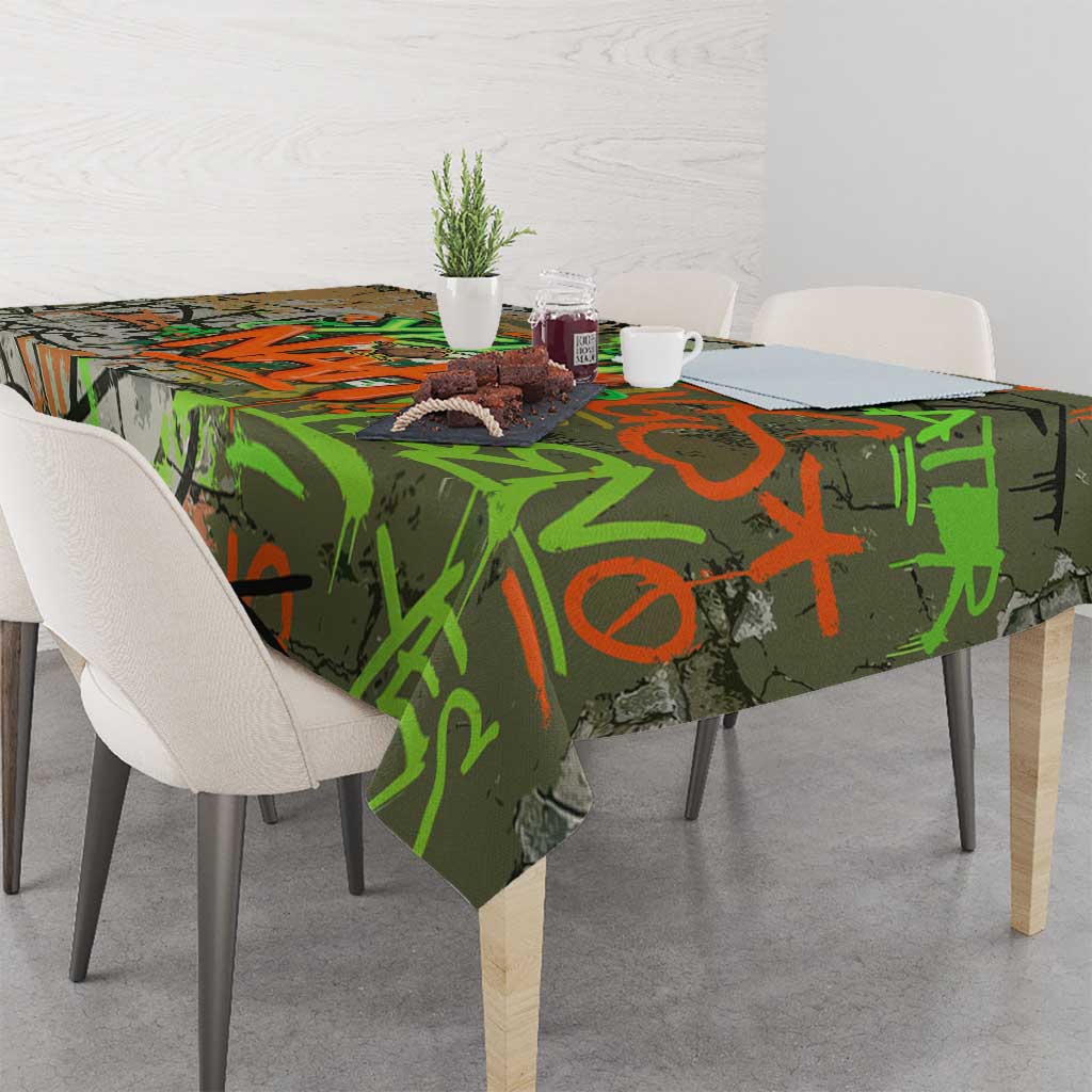 Yeah Nah Graffiti Skull New Zealand Slang Tablecloth Kiwi Grunge Brick Wall and Bold Urban Street Art TS04 - Polynesian Pride