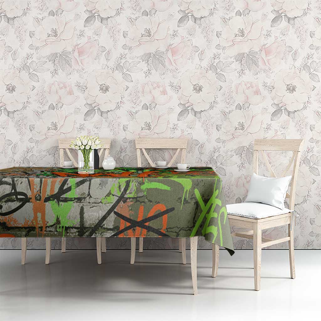 Yeah Nah Graffiti Skull New Zealand Slang Tablecloth Kiwi Grunge Brick Wall and Bold Urban Street Art TS04 - Polynesian Pride