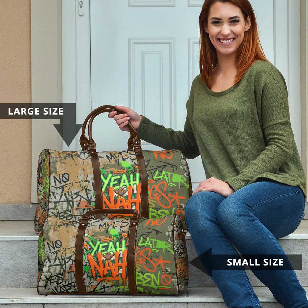 Yeah Nah Graffiti Skull New Zealand Slang Travel Bag Kiwi Grunge Brick Wall and Bold Urban Street Art TS04 - Polynesian Pride