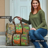 Yeah Nah Graffiti Skull New Zealand Slang Travel Bag Kiwi Grunge Brick Wall and Bold Urban Street Art TS04 - Polynesian Pride