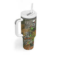 Yeah Nah Graffiti Skull New Zealand Slang Tumbler With Handle Kiwi Grunge Brick Wall and Bold Urban Street Art TS04 - Polynesian Pride