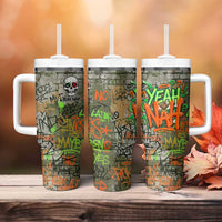 Yeah Nah Graffiti Skull New Zealand Slang Tumbler With Handle Kiwi Grunge Brick Wall and Bold Urban Street Art TS04 - Polynesian Pride