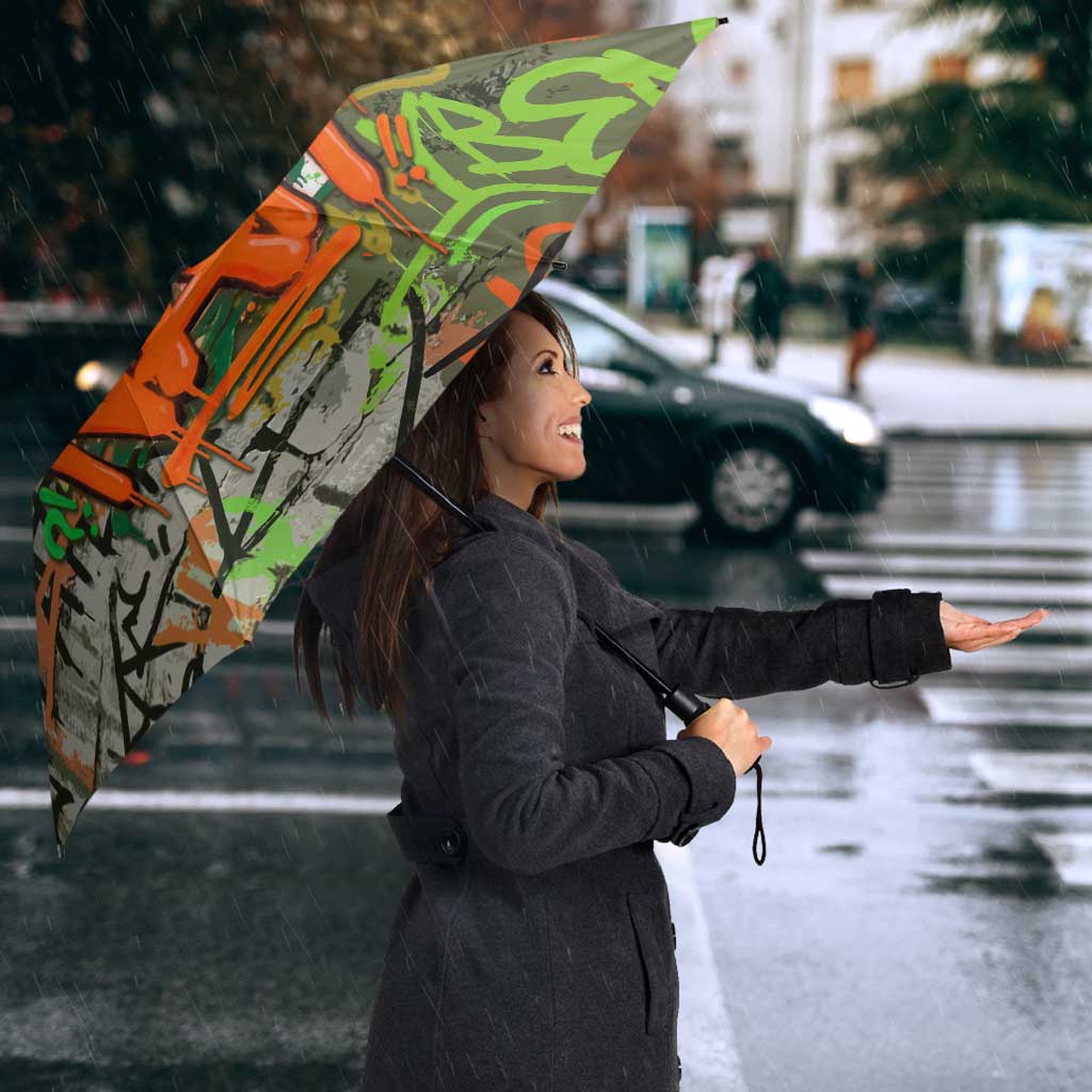 Yeah Nah Graffiti Skull New Zealand Slang Umbrella Kiwi Grunge Brick Wall and Bold Urban Street Art TS04 - Polynesian Pride