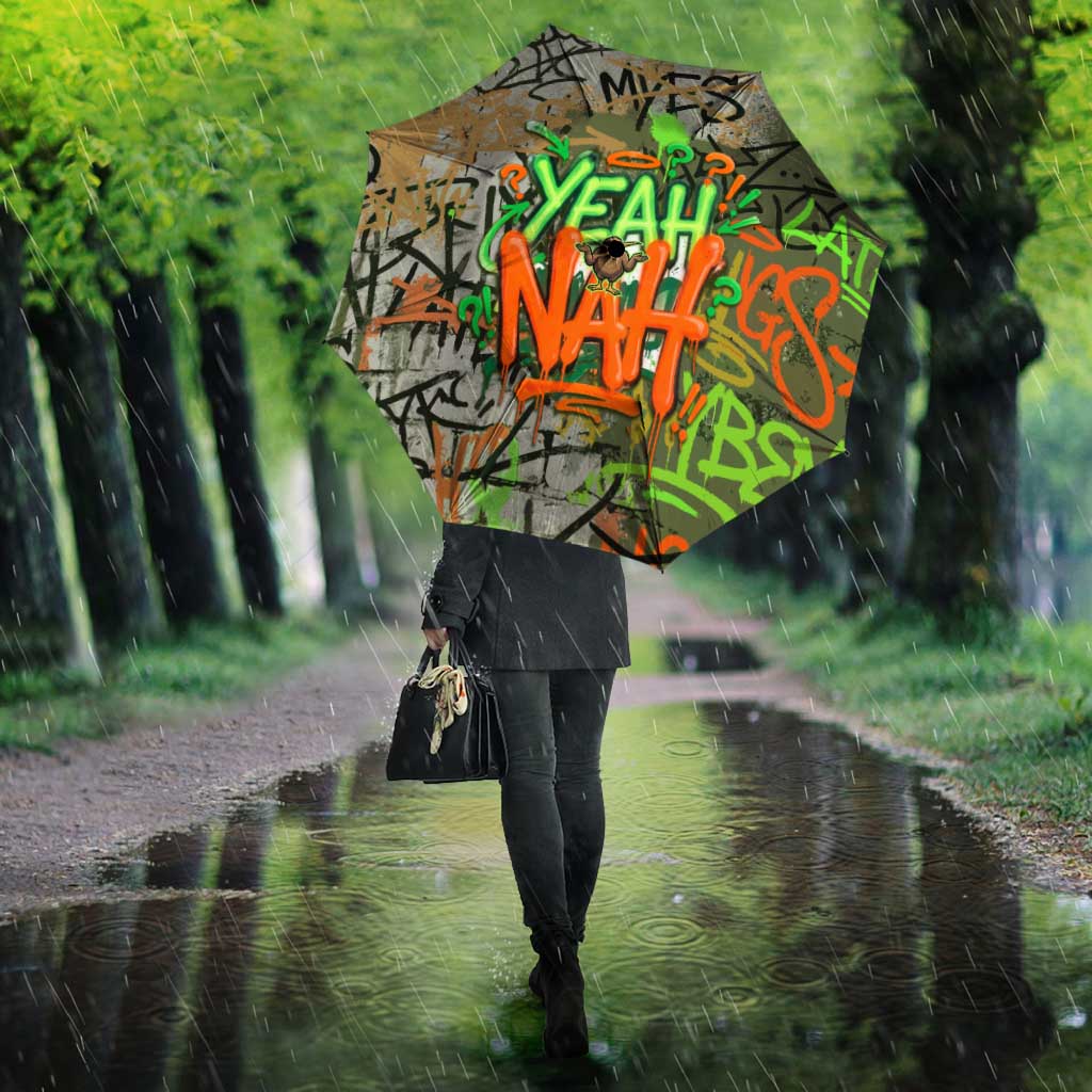 Yeah Nah Graffiti Skull New Zealand Slang Umbrella Kiwi Grunge Brick Wall and Bold Urban Street Art TS04 - Polynesian Pride