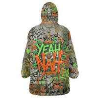 Yeah Nah Graffiti Skull New Zealand Slang Wearable Blanket Hoodie Kiwi Grunge Brick Wall and Bold Urban Street Art TS04 - Polynesian Pride
