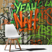 Yeah Nah Graffiti Skull New Zealand Slang Window Curtain Kiwi Grunge Brick Wall and Bold Urban Street Art TS04 - Polynesian Pride